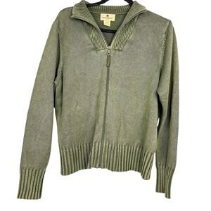 WOOLRICH Women’s Zip Front Cotton/Ramie Cardigan  Lg  Retro Grunge Fall Preppy